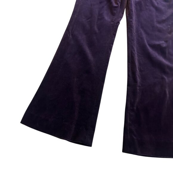 Theory Velvet Pants Slacks Flare Leg Cotton Purple Office Casual Size 4 Women's - Picture 3 of 10